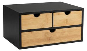 Organizer din bambus pentru birou HEGO, 16 cm, cu 3 sertărașe