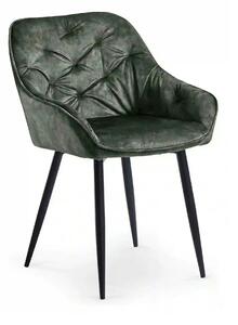 Scaun tapitat K418, verde/negru, stofa clasica/metal, 56x65x81 cm
