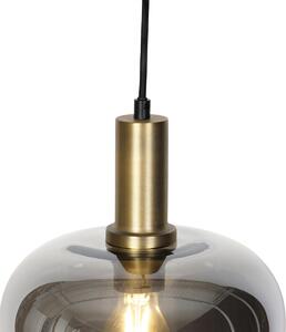 Lampa de suspendare inteligenta neagra cu sticla aurie si fum inclusiv WiFi G95 - Zuzanna