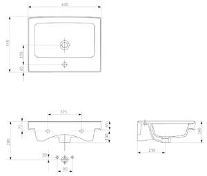 Cersanit Crea lavoar 60x44.5 cm dreptunghiular mobilier alb K114-006