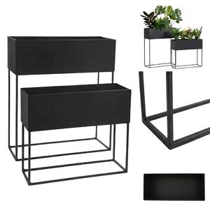 Jardiniere metalice lungi TINO, 2 suporturi