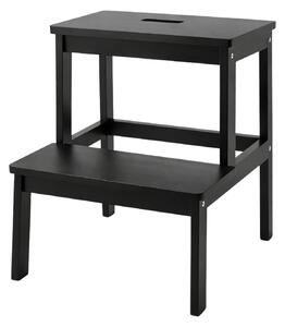 Taburet din bambus cu treaptă KROK, înălțime 46 cm, negru