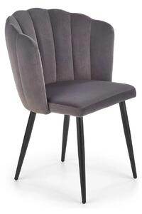 Scaun tapitat K386, gri inchis/negru, stofa catifelata/metal, 60x58x84