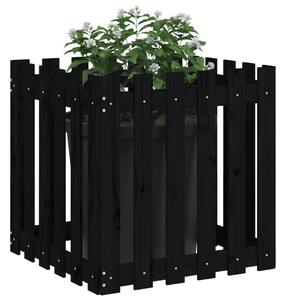 Jardinieră grădină design gard negru 60x60x60 cm lemn masiv pin