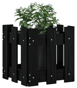Jardinieră grădină design gard negru 30x30x30 cm lemn masiv pin