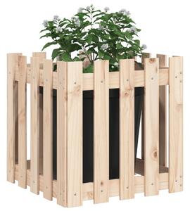 Jardinieră grădină design gard, 50x50x50 cm, lemn masiv de pin