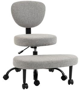 HOMCOM Scaun de Birou Ergonomic pentru Stat cu Picioarele Încrucișate, Rotire 360° cu Roți, Gri Deschis | Aosom Romania