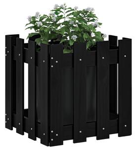 Jardinieră grădină design gard negru 40x40x40 cm lemn masiv pin