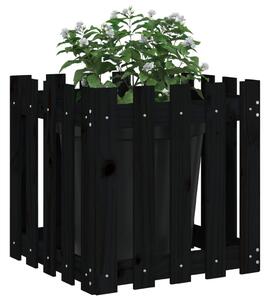 Jardinieră grădină design gard negru 50x50x50 cm lemn masiv pin