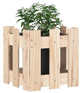 Jardinieră grădină design gard, 30x30x30 cm, lemn masiv de pin