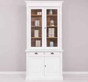 Dulap cu 2 usi, 2 sertare BAS + 2 usi sticla SUP, Colectia Directoire cu finisaj 2 straturi de culori antichizat