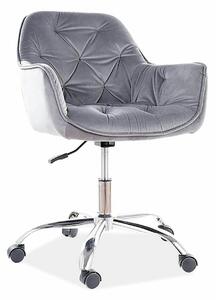 Scaun de birou Q-190, gri/crom, stofa catifelata/metal, 60x44x80/90 cm