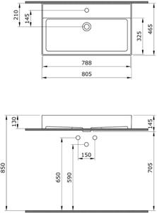Oristo Bold lavoar 80.5x46.5 cm dreptunghiular mobilier alb UME-BD-80-91