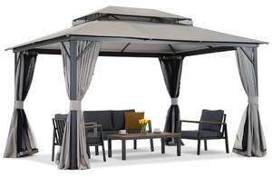 Pavilion de grădină cu plasă de țânțari și perdele Pasadena 3x6 m antracit Garden Point