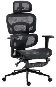 HOMCOM Scaun de Birou Ergonomic Rabatabil cu Suport pentru Picioare și Suport Lombar, Negru | Aosom Romania