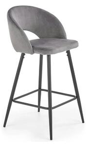 Scaun bar H96, gri/negru, stofa/otel, 48x49x89 cm