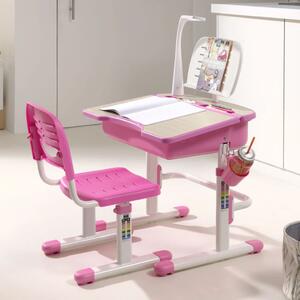 Vipack Birou reglabil pentru copii „Comfortline 301” cu scaun, roz/alb CLBU30113