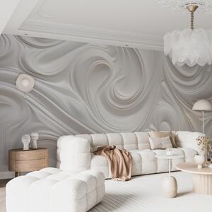 Tapet Artă modernă abstractă albă cu vârtejuri și valuri fluide, textură netedă, design elegant, estetică, Fototapet Abstract, w09059 : Uwalls.ro