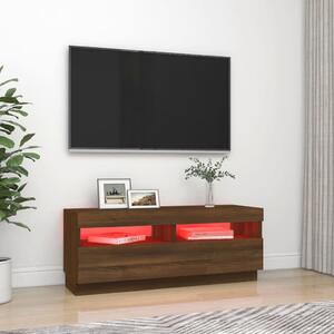 Comodă TV cu lumini LED, stejar maro, 100x35x40 cm