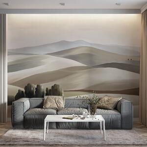 Tapet Peisaje cu copaci, Toscana, culori bej și gri, stil ulei, Fototapet Natură, w03880v1 : Uwalls.ro