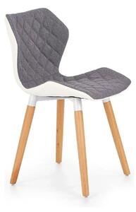 Scaun sufragerie K277, gri/alb/stejar, stofa clasica/lemn, 48x51x76 cm