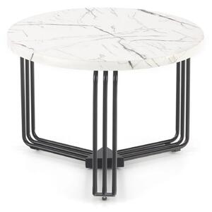 Masuta cafea ANTICA M, alb cu efect de marmura/negru, 55x55x41 cm