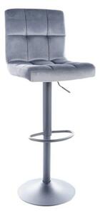 Scaun bar C105, gri/negru, stofa catifelata/metal, 42x39x96/117 cm