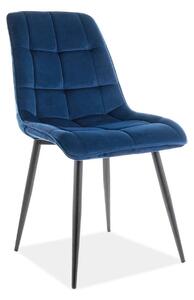 Scaun CHIC, albastru/negru, stofa catifelata/metal 50x58x88 cm