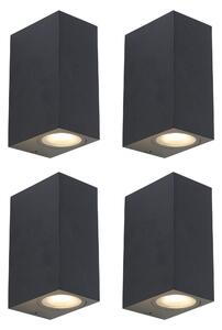 Set de 4 aplice moderne negre cu 2 lumini IP44 - Baleno