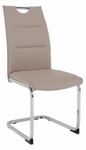 Scaun dining TOSENA, maro deschis/crom, piele ecologica/metal, 44x61x9