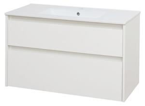 Mereo Mereo, Opto, dulap baie cu chiuveta ceramica 101 cm, alb, stejar, alb/stejar, negru, MER-CN912