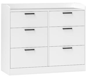 HOMCOM Comodă cu 6 Sertare, Margini Înălțate și Mânere în Formă de U, 110x40x88 cm, Alb | Aosom Romania