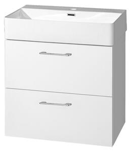 Mereo Mereo, Leny, dulap baie cu chiuveta ceramica 60 cm, alb, maner nou, MER-CN811N