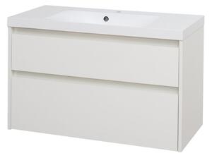 Mereo Mereo, Opto, Dulap de baie cu chiuvetă din marmură turnată, 101 cm, alb, stejar, alb/stejar, negru, MER-CN912M