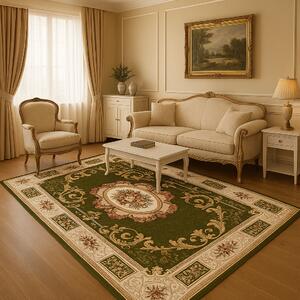 Covor Living Dormitor, Model Lotos 542 330, Verde Dreptunghi, Verde, 60x110