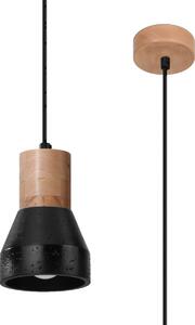 Sollux Lighting Qubic lampă suspendată 1x60 W negru-lemn SL.0963