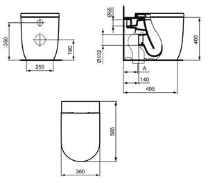 Ideal Standard Blend Curve vas wc stativă fără guler alb T375101