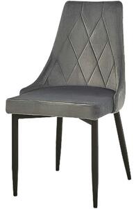 Scaun tapitat TRIX B, gri/negru, stofa catifelata/metal, 49x47x89 cm
