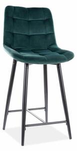 Scaun bar textil CHIC H-2, verde/negru mat, stofa catifelata/metal, 46