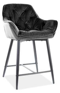 Scaun bar living CHERRY H-2, negru - Bluvel 19, stofa catifelata/metal