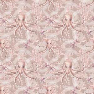 Tapet Octopus pe un fundal roz, Tapet pentru copii, Tapet pentru fete, a00120 : Uwalls.ro
