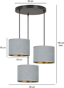 Emibig Hilde lampă suspendată 3x60 W negru-auriu-gri/frasin 1050/3PREM