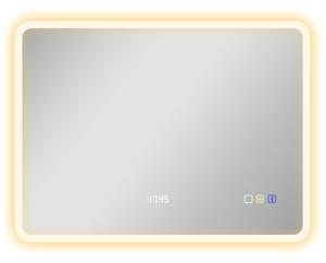 HOMCOM Oglindă LED pentru Baie cu Bluetooth, Iluminare Reglabilă și Funcție de Memorare, din Sticlă Securizată, 80x60x3,5 cm | Aosom Romania