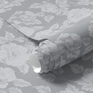 Tapet Flori ușoare pe fundal gri, Tapet flori, Tapet bujori, a00129v1 : Uwalls.ro