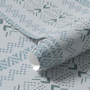 Tapet Geometrie cu broderie ucraineană pe un fundal albastru, Tapet abstract, a00139 : Uwalls.ro