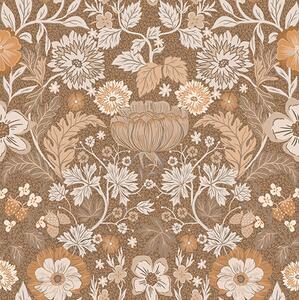 Tapet Compoziție florală din teracotă cu ornament, Tapet rustic, a00145v1 : Uwalls.ro