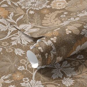 Tapet Compoziție florală din teracotă cu ornament, Tapet rustic, a00145v1 : Uwalls.ro