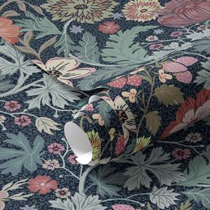 Tapet Model floral în burgundia și verde, Tapet rustic, a00145v5 : Uwalls.ro