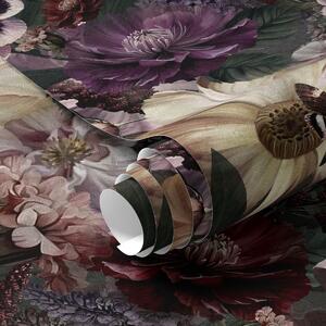 Tapet Imprimeu floral artistic în culori închise, Tapet stil englezesc, a00147 : Uwalls.ro