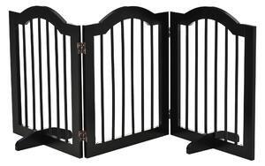 PawHut Barieră Pliabilă pentru Câini din Lemn, 3 Secțiuni, 154,5x29,5x61 cm, Negru | Aosom Romania